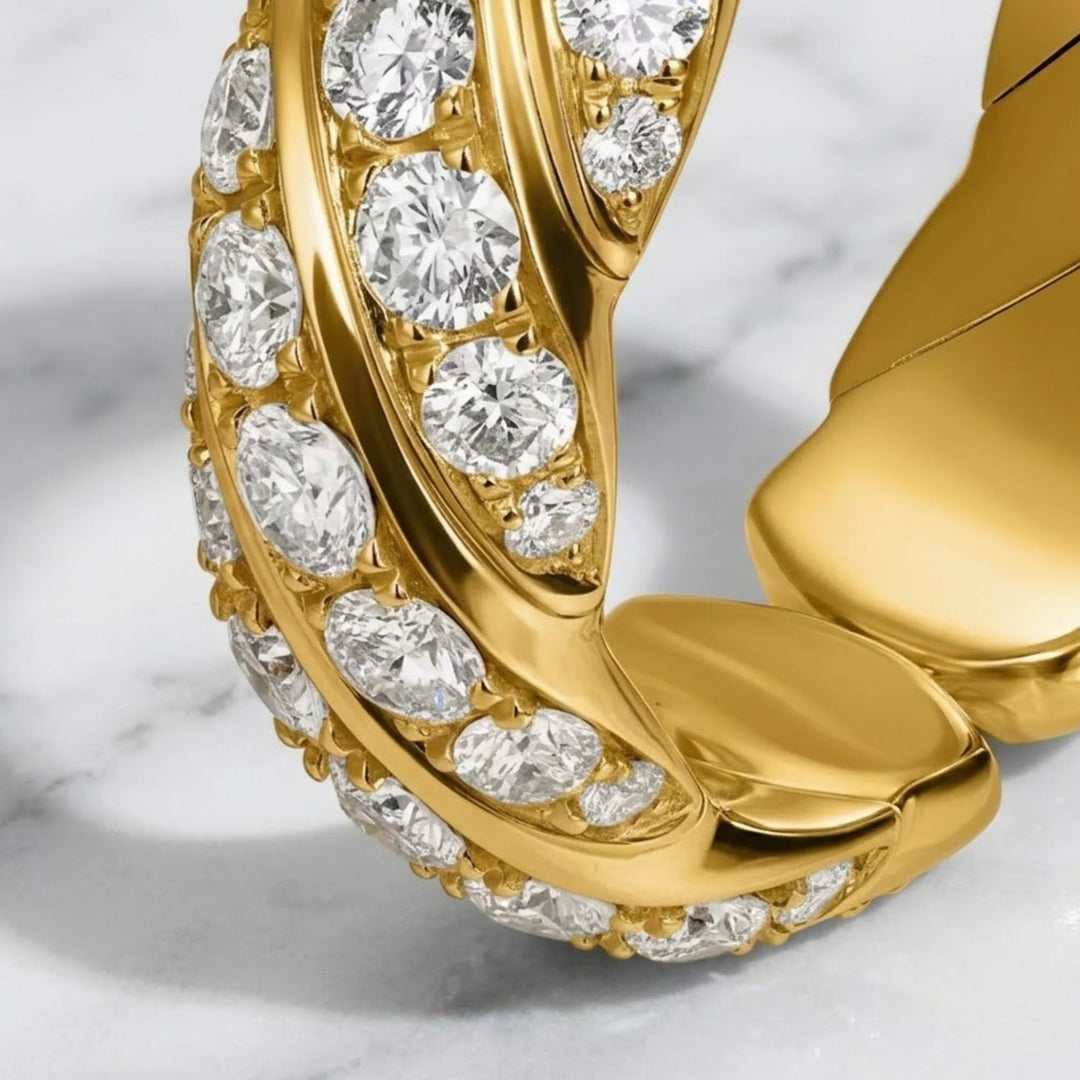 14k Gold Rope Braid Stack Ring with Micro Pave Diamonds Ring