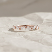 Pear Cut Lab Grown Diamond Half Eternity Band, Stackable Diamond Wedding Band, CVD Diamond Matching Band, 14K Solid Gold Band For Her