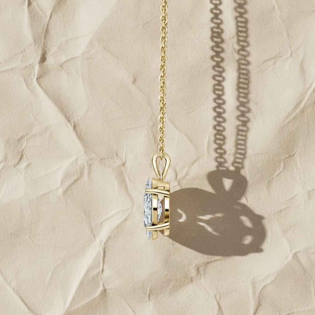 1.50ct Marquise Cut Lab Grown Diamond Pendant Necklace, 9K-18K Gold, Solitaire Prong Set, Gift for Her, Layering Dainty Gold Necklace
