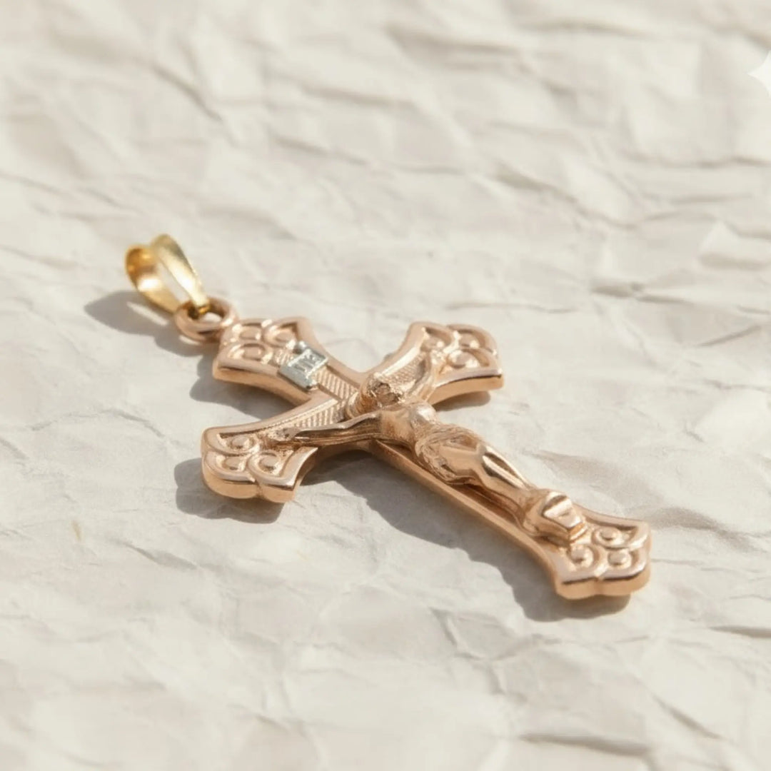 14K Solid Gold Jesus Cross Pendant, Christian Jewelry Jwalin Jewels