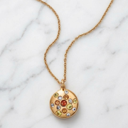 Multicolor Sapphire Pendant Necklace, 14K Solid Gold Gemstone Necklace
