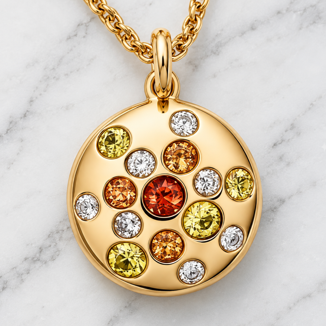 Multicolor Sapphire Pendant Necklace, 14K Solid Gold Gemstone Necklace
