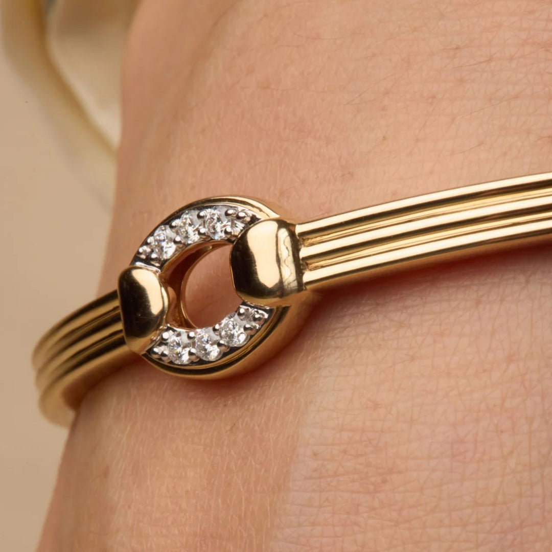 Lab Diamond Oval Link Bangle Bracelet | Gold Diamond Bangle | Pave Diamond Bracelet | Luxury Bangle | Gift For Her | Fine Jewelry Bracelet