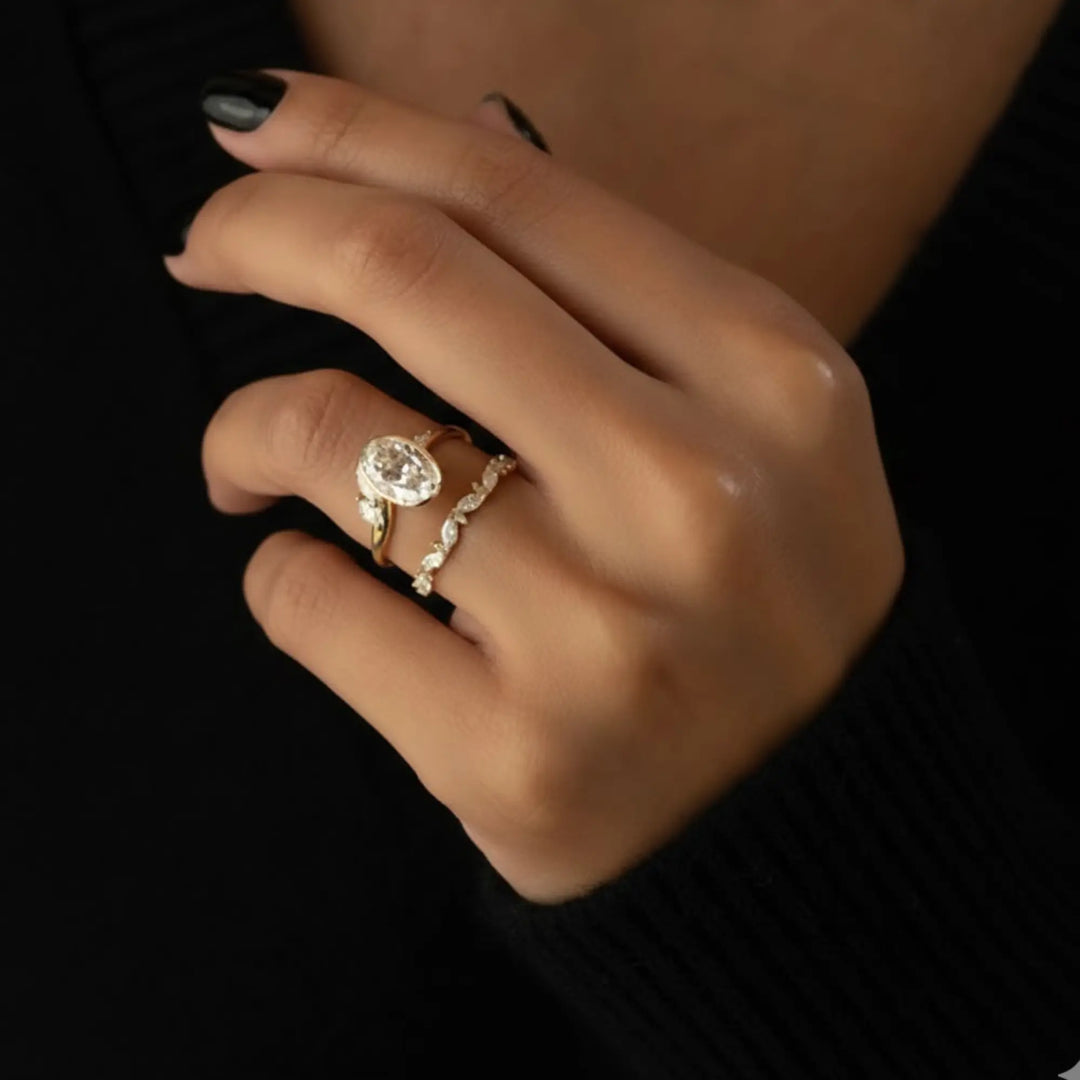 Pear Cut Lab Grown Diamond Half Eternity Band, Stackable Diamond Wedding Band, CVD Diamond Matching Band, 14K Solid Gold Band For Her Jwalin Jewels