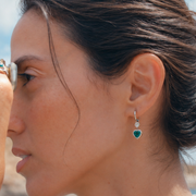 18K Solid Gold Natural Zambian Emerald & Diamond Hoop Earrings