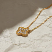 Diamond Clover Necklace, 12 Lab Grown Diamonds, Gold Pendant, Dainty Layering Necklace, Bridesmaid Gift, Delicate Everyday Jewelry