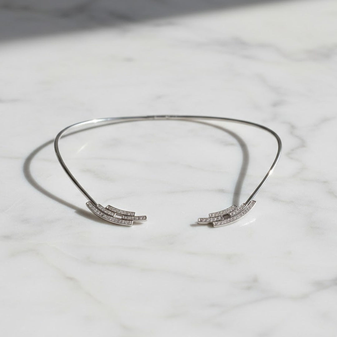 Elegant Yellow Canary Collar Choker Princess Cut Diamond Stones Gold Necklace , Statement jewelry, Diamond jewelry