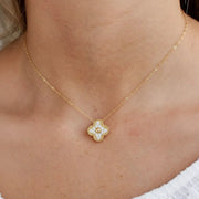 Diamond Clover Necklace, 12 Lab Grown Diamonds, Gold Pendant, Dainty Layering Necklace, Bridesmaid Gift, Delicate Everyday Jewelry Jwalin Jewels