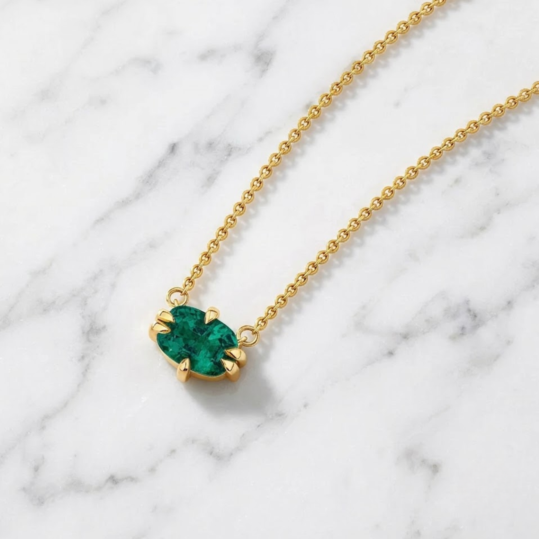 1.50 CT Natural Zambian Emerald Ring, Cushion Cut Emerald, 18K Solid Gold Ring
