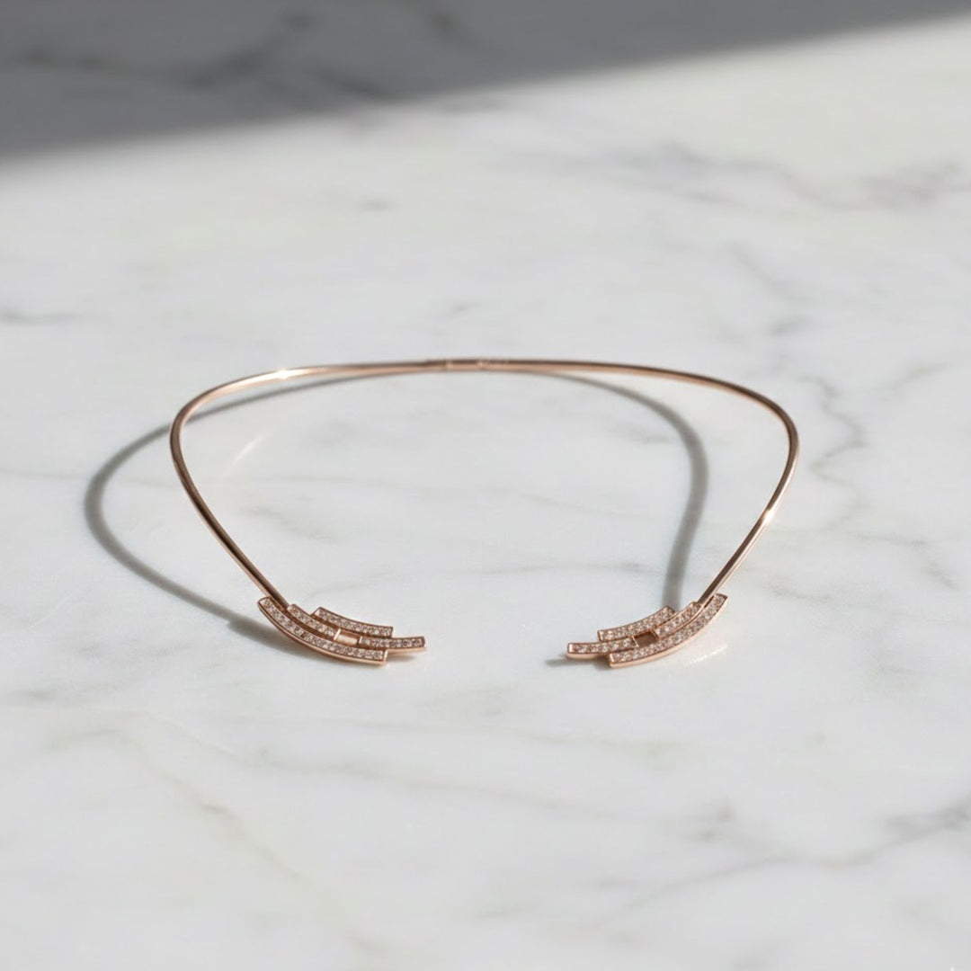 Elegant Yellow Canary Collar Choker Princess Cut Diamond Stones Gold Necklace , Statement jewelry, Diamond jewelry