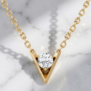 Diamond Solitaire Pendant: Lab Grown 0.10ct VS1 14k Gold Prong Setting
