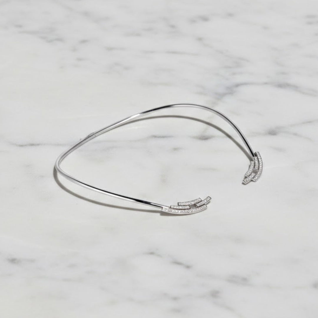 Elegant Yellow Canary Collar Choker Princess Cut Diamond Stones Gold Necklace , Statement jewelry, Diamond jewelry