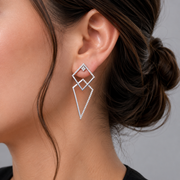 18K Solid Gold Natural Round Cut Diamonds Thunder & Star Trail Earrings