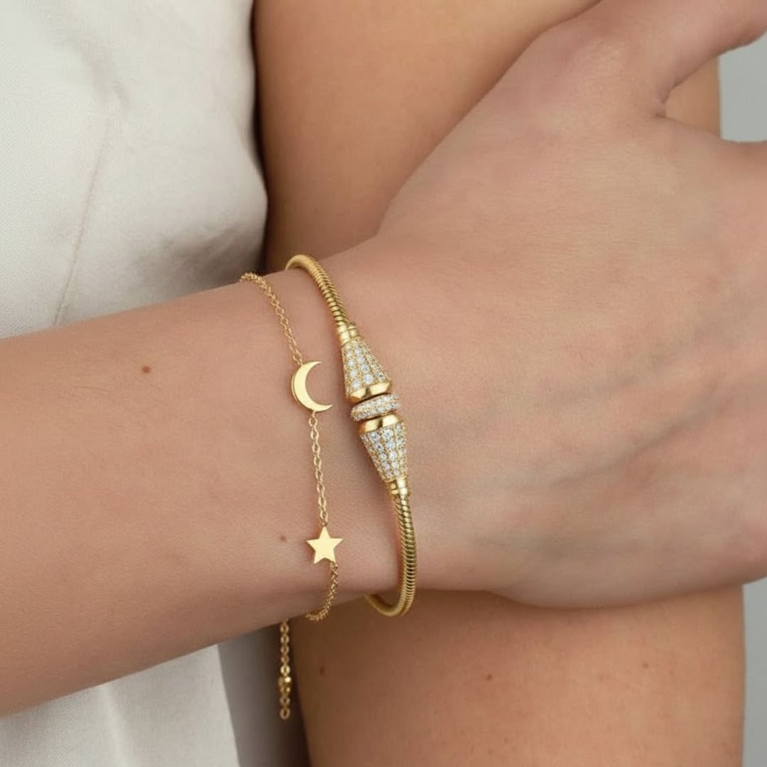 Diamond Bracelet 1.76 Carats, Micro Pavé Setting, Solid 9K & 14K Gold, Elegant Stackable Jewelry, Bridal Gift, Daily Wear Gold