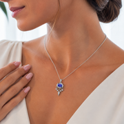 18K White Gold & Natural White Dimond Crystal Pendant