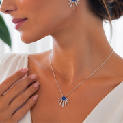 18K Solid Gold Natural Tanzanite & Diamond Necklace