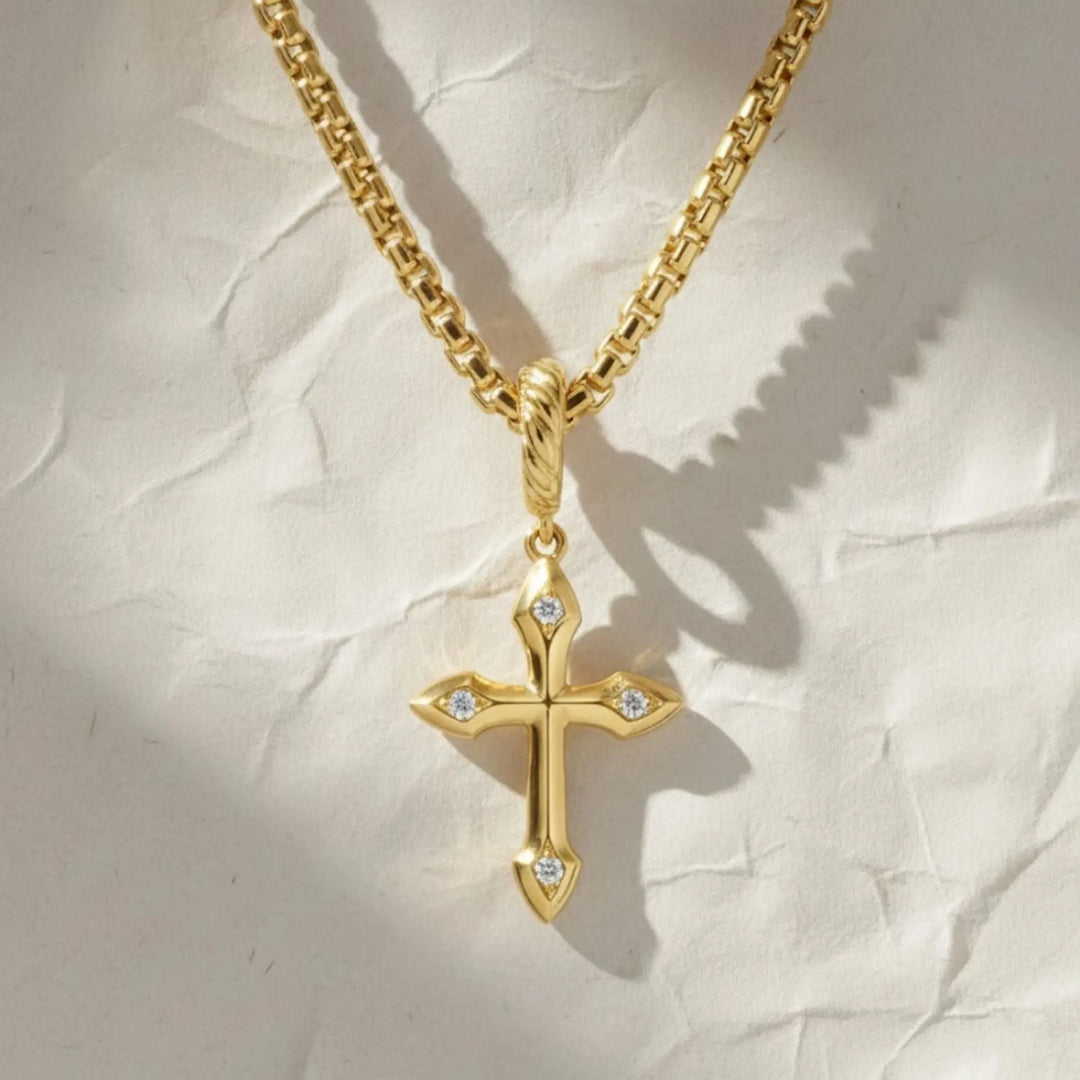 Tiny Diamond Cross Necklace /14k gold diamond cross necklace / Diamond Cross Pendant / Mini Cross White Diamond Necklace Jwalin Jewels