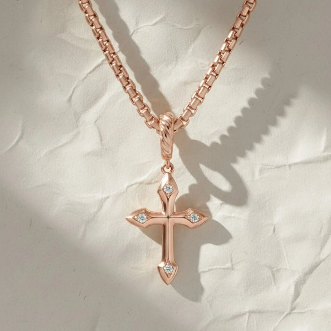 Tiny Diamond Cross Necklace /14k gold diamond cross necklace / Diamond Cross Pendant / Mini Cross White Diamond Necklace Jwalin Jewels