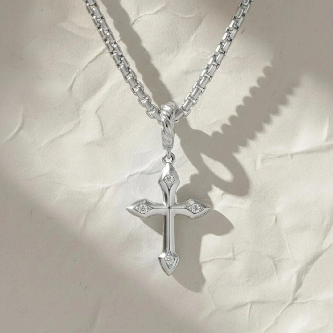 Tiny Diamond Cross Necklace /14k gold diamond cross necklace / Diamond Cross Pendant / Mini Cross White Diamond Necklace Jwalin Jewels