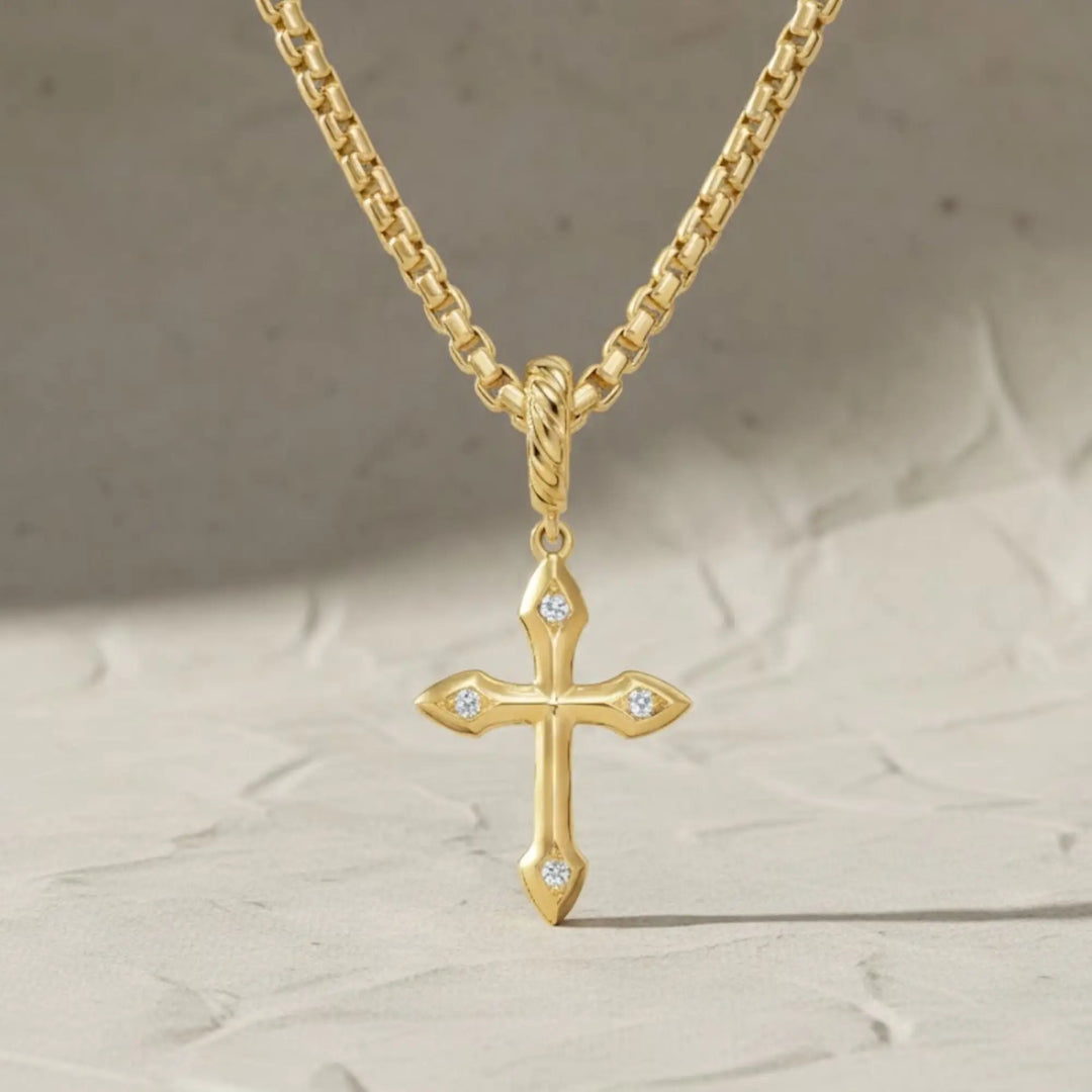 Tiny Diamond Cross Necklace /14k gold diamond cross necklace / Diamond Cross Pendant / Mini Cross White Diamond Necklace Jwalin Jewels