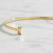 Diamond Cuff Bracelet, 9K-18K Gold Pave Set, Dainty Bridal or Bridesmaid Gift, Minimalist Jewelry for Women, Custom Length Options