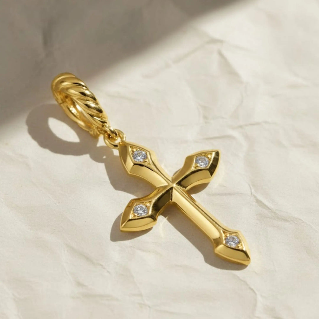 Tiny Diamond Cross Necklace /14k gold diamond cross necklace / Diamond Cross Pendant / Mini Cross White Diamond Necklace Jwalin Jewels