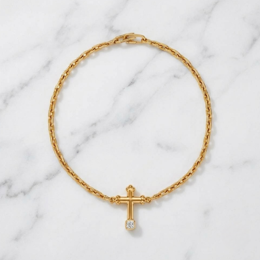 GIA Certified 1.53 Carat Cushion Cut Natural Diamond Cross Necklace 18K Solid Gold