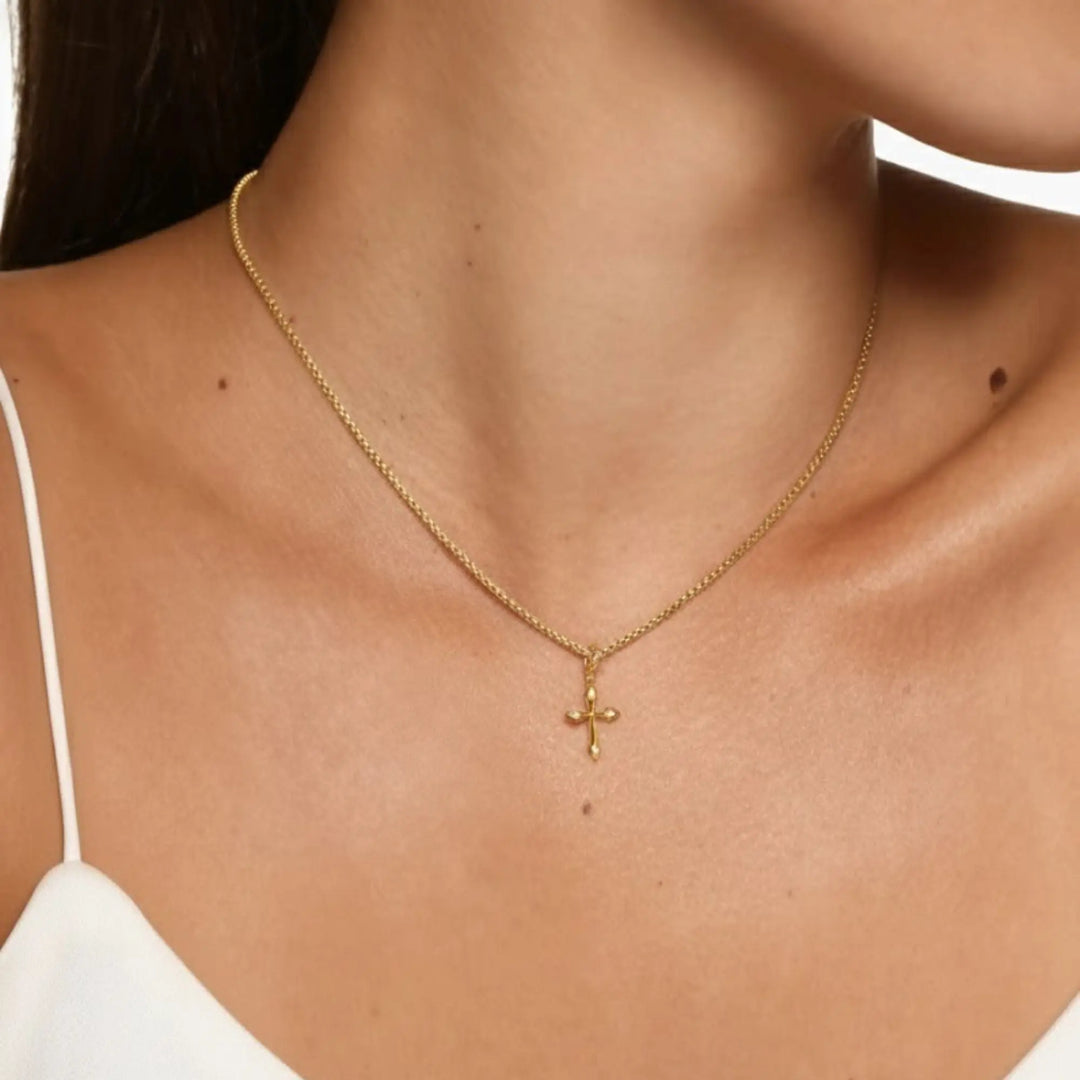 Tiny Diamond Cross Necklace /14k gold diamond cross necklace / Diamond Cross Pendant / Mini Cross White Diamond Necklace Jwalin Jewels