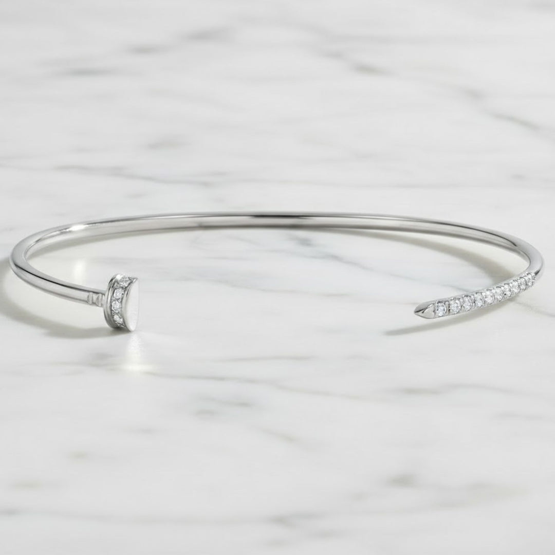 Diamond Cuff Bracelet, 9K-18K Gold Pave Set, Dainty Bridal or Bridesmaid Gift, Minimalist Jewelry for Women, Custom Length Options