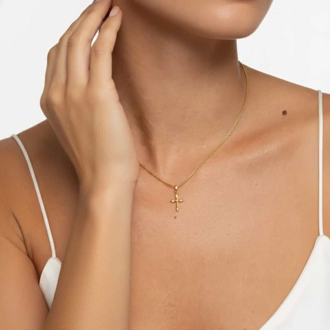 Tiny Diamond Cross Necklace /14k gold diamond cross necklace / Diamond Cross Pendant / Mini Cross White Diamond Necklace Jwalin Jewels