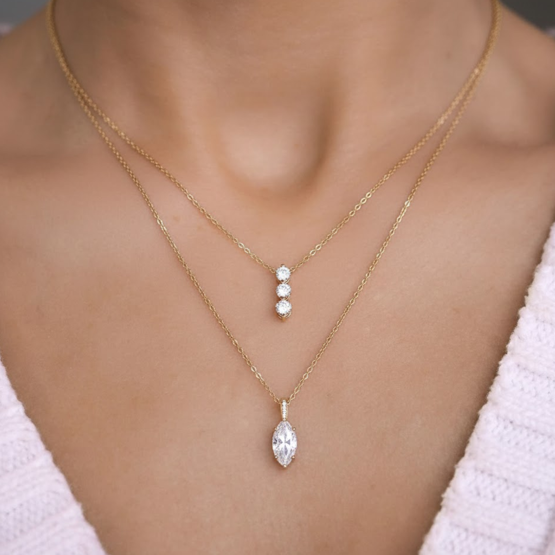 1.50ct Marquise Cut Lab Grown Diamond Pendant Necklace, 9K-18K Gold, Solitaire Prong Set, Gift for Her, Layering Dainty Gold Necklace