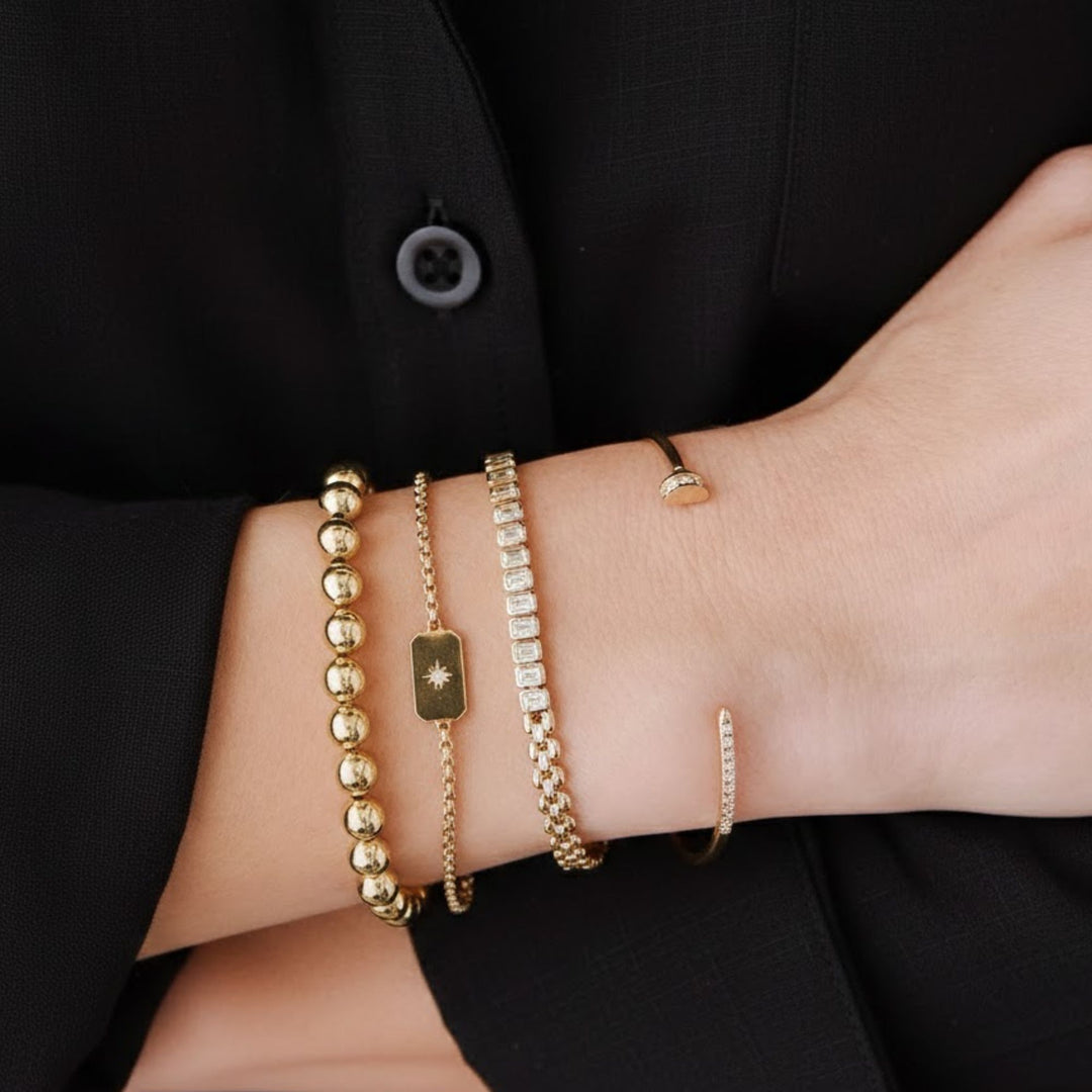 Diamond Cuff Bracelet, 9K-18K Gold Pave Set, Dainty Bridal or Bridesmaid Gift, Minimalist Jewelry for Women, Custom Length Options