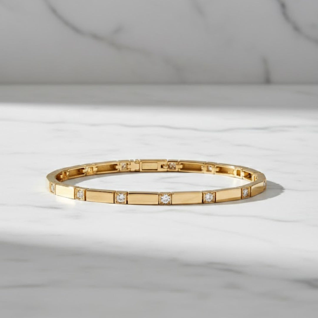 1.10CT Solid Gold Diamond Bracelet for Women, Lab Grown Round Cut F+ VS+ Certified, 14K & 18K Gold, Gift for Her, Elegant Stacking Jewelry