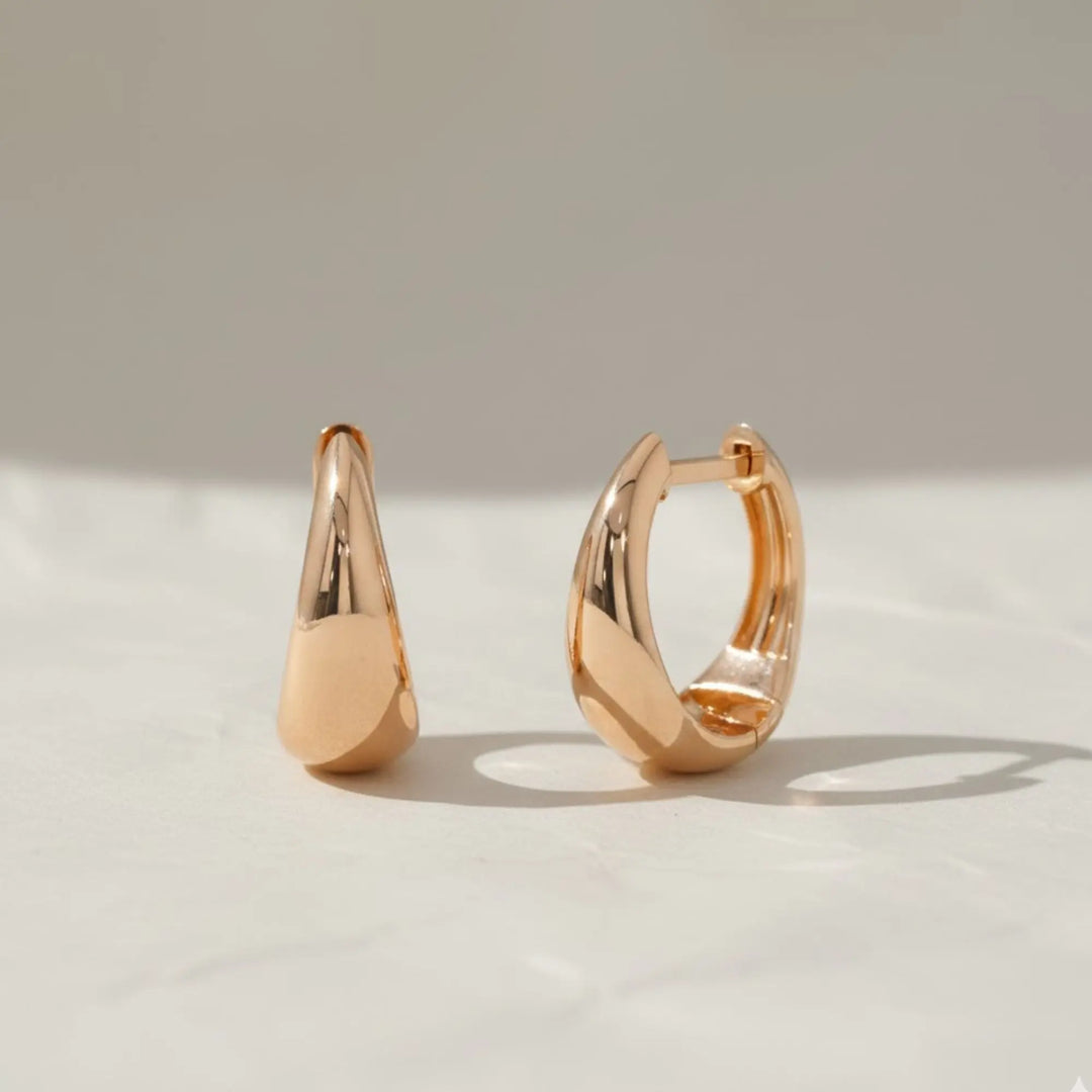 14k Gold Hoops, Teardrop Hoop Earrings, Tapered Hoops, Teardrop Huggie Earrings, Gold Gypsy Earrings, Must Have for Every Women Jwalin Jewels