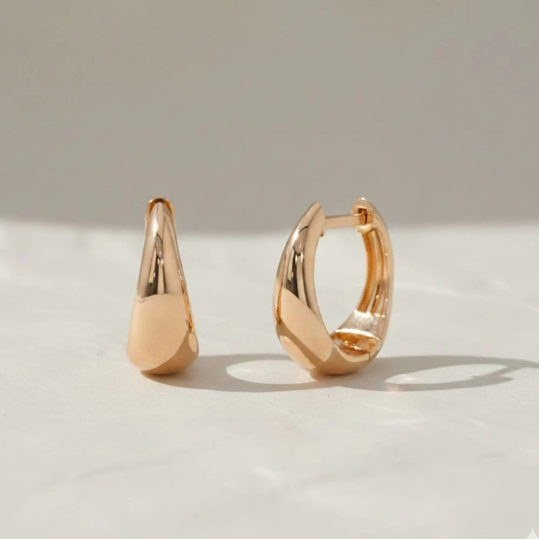 14k Gold Hoops, Teardrop Hoop Earrings, Tapered Hoops, Teardrop Huggie Earrings, Gold Gypsy Earrings, Must Have for Every Women Jwalin Jewels