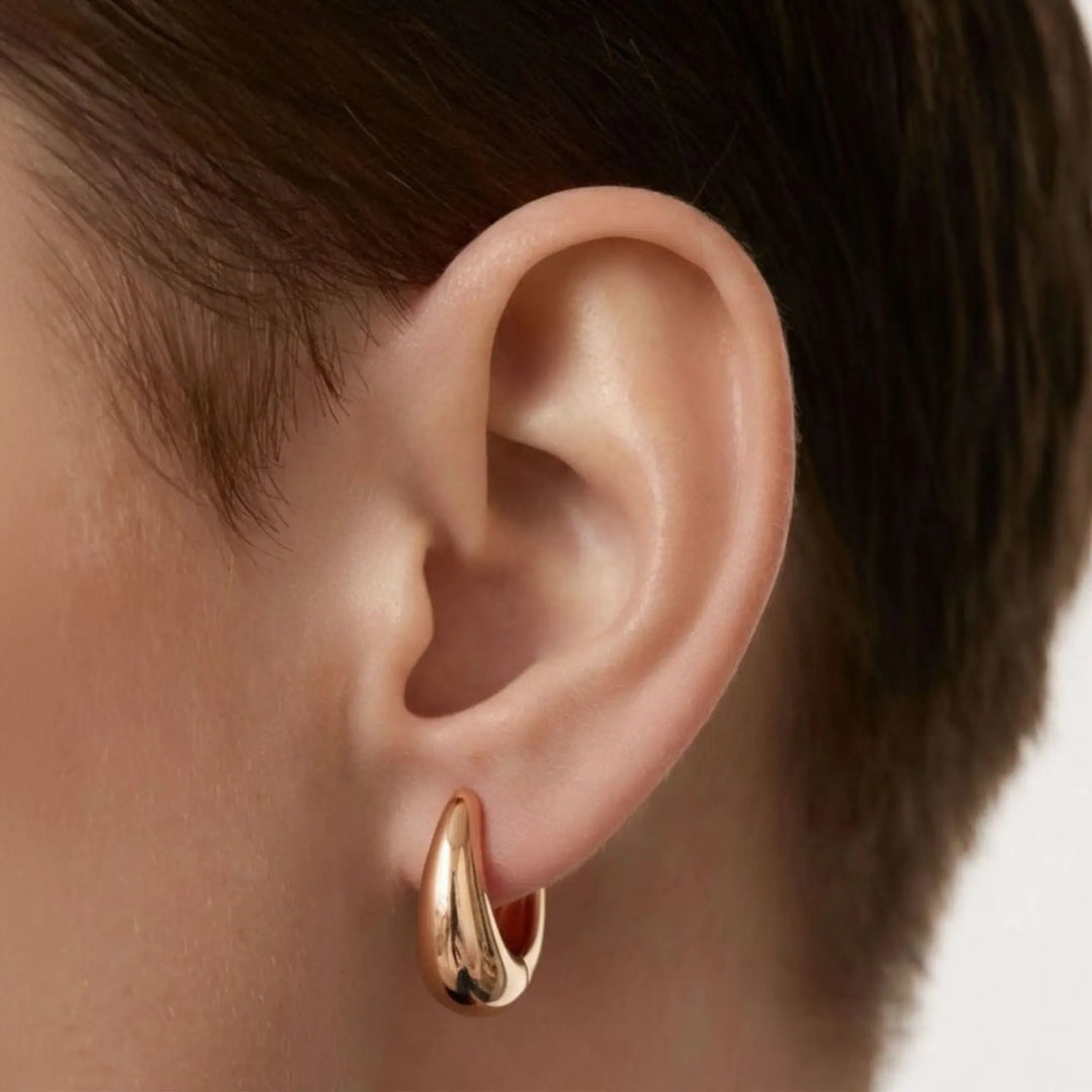 14k Gold Hoops, Teardrop Hoop Earrings, Tapered Hoops, Teardrop Huggie Earrings, Gold Gypsy Earrings, Must Have for Every Women Jwalin Jewels