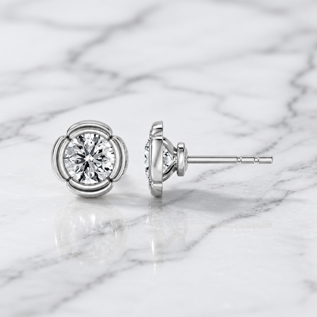 3 Carat Round Cut Lab Grown Diamond Stud Earring IGI Certified