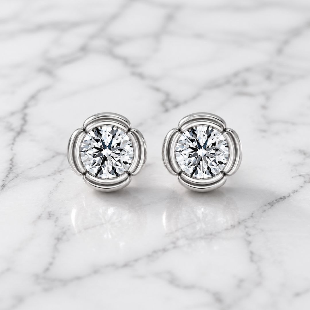 3 Carat Round Cut Lab Grown Diamond Stud Earring IGI Certified