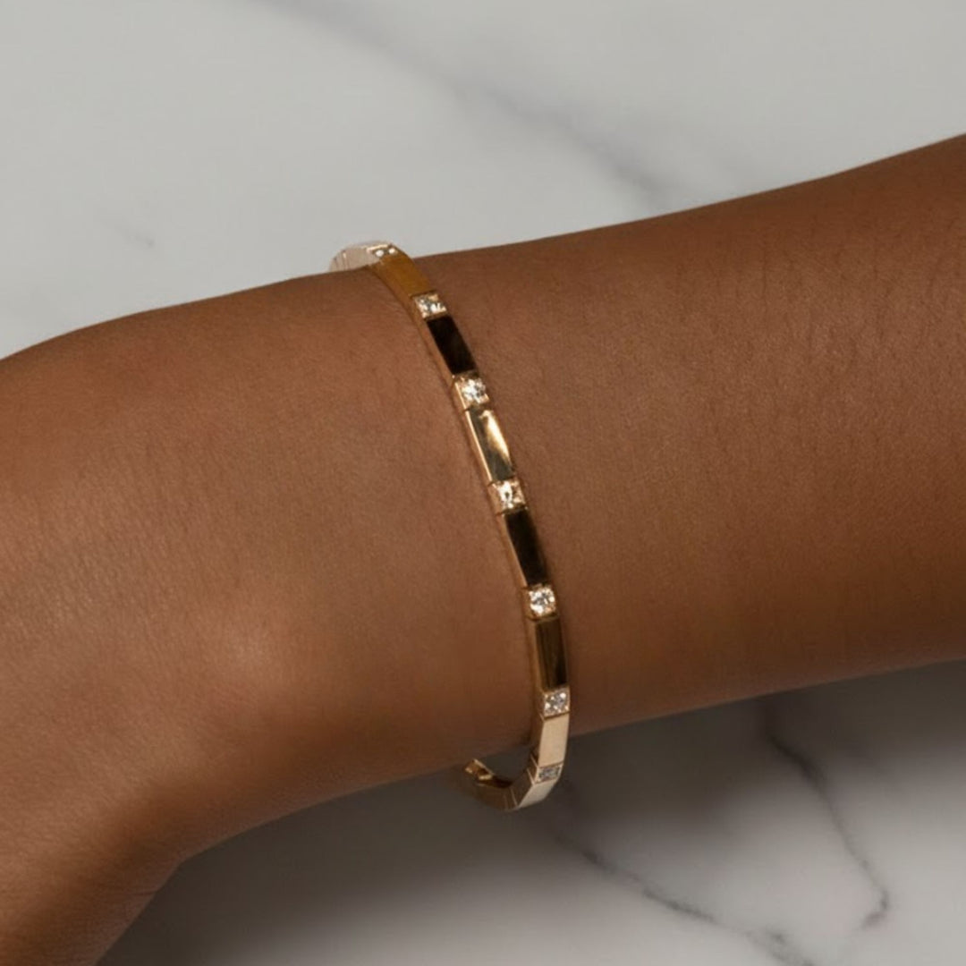 1.10CT Solid Gold Diamond Bracelet for Women, Lab Grown Round Cut F+ VS+ Certified, 14K & 18K Gold, Gift for Her, Elegant Stacking Jewelry