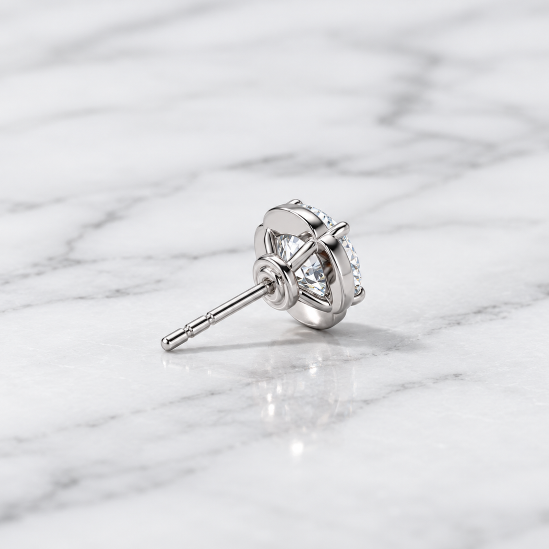 3 Carat Round Cut Lab Grown Diamond Stud Earring IGI Certified