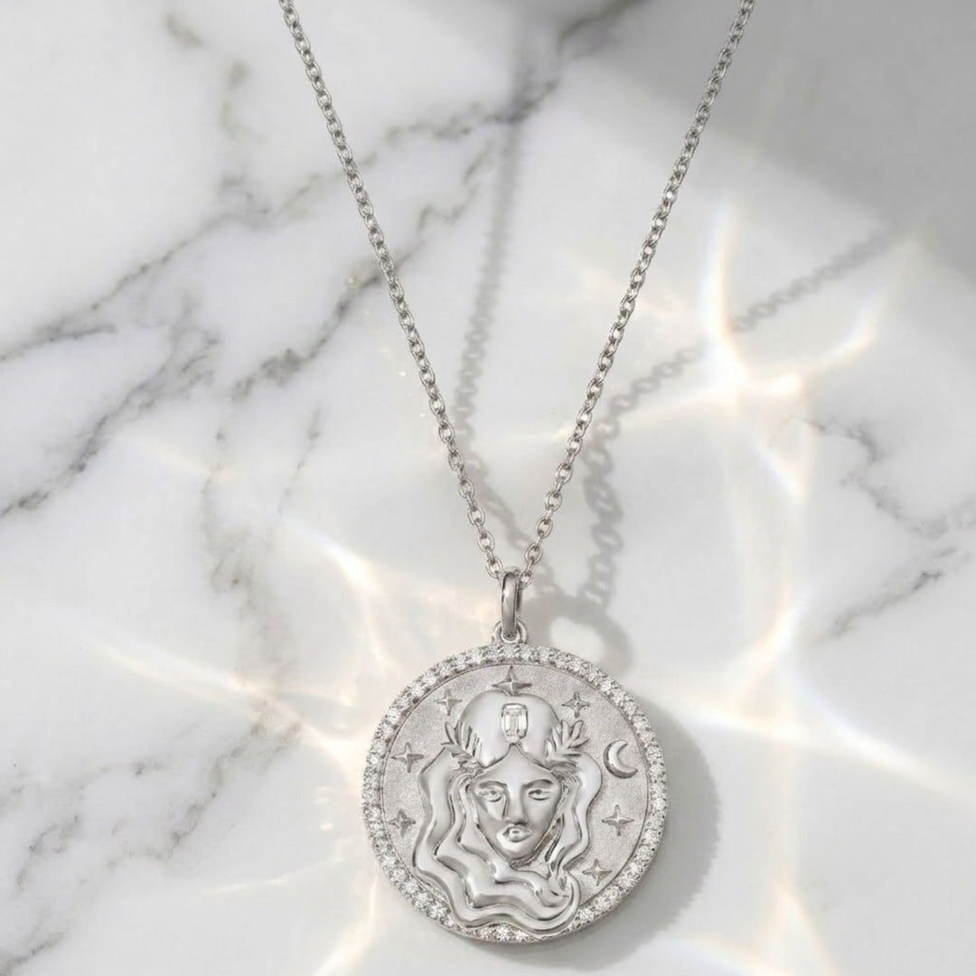 14K Solid Gold Virgo Necklace: Handmade Zodiac Charm
