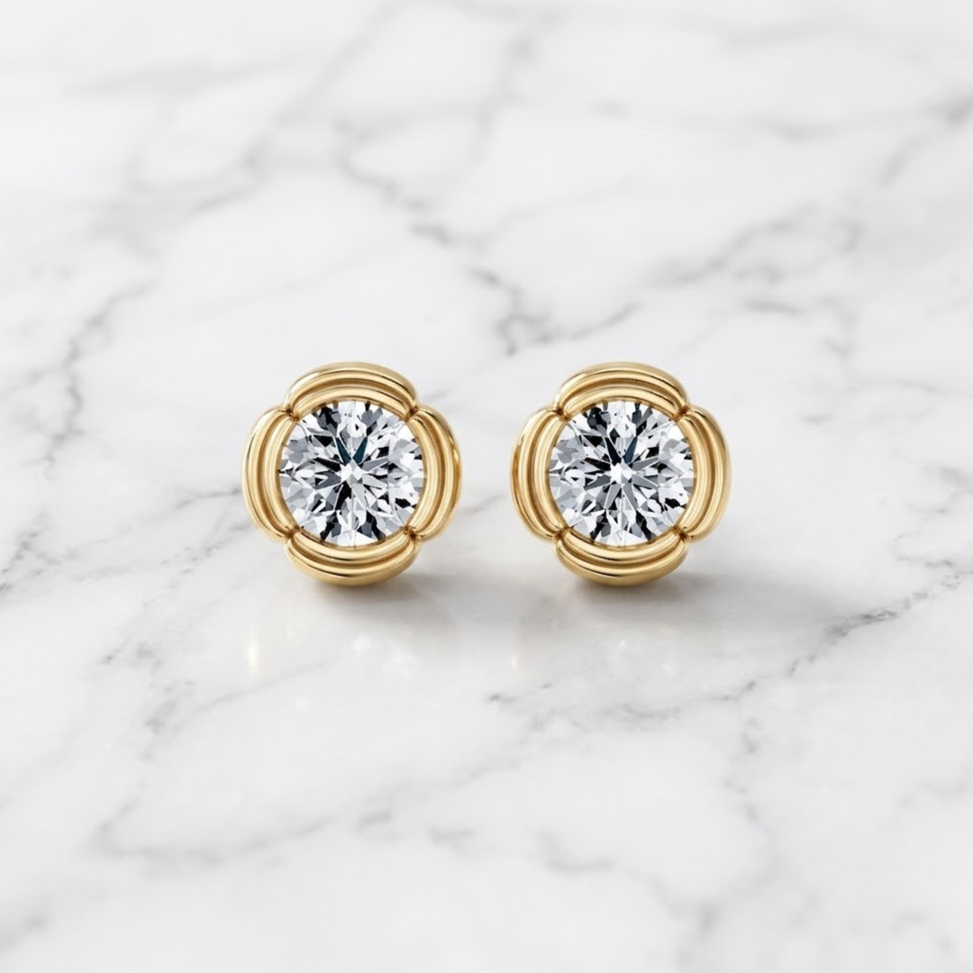 3 Carat Round Cut Lab Grown Diamond Stud Earring IGI Certified