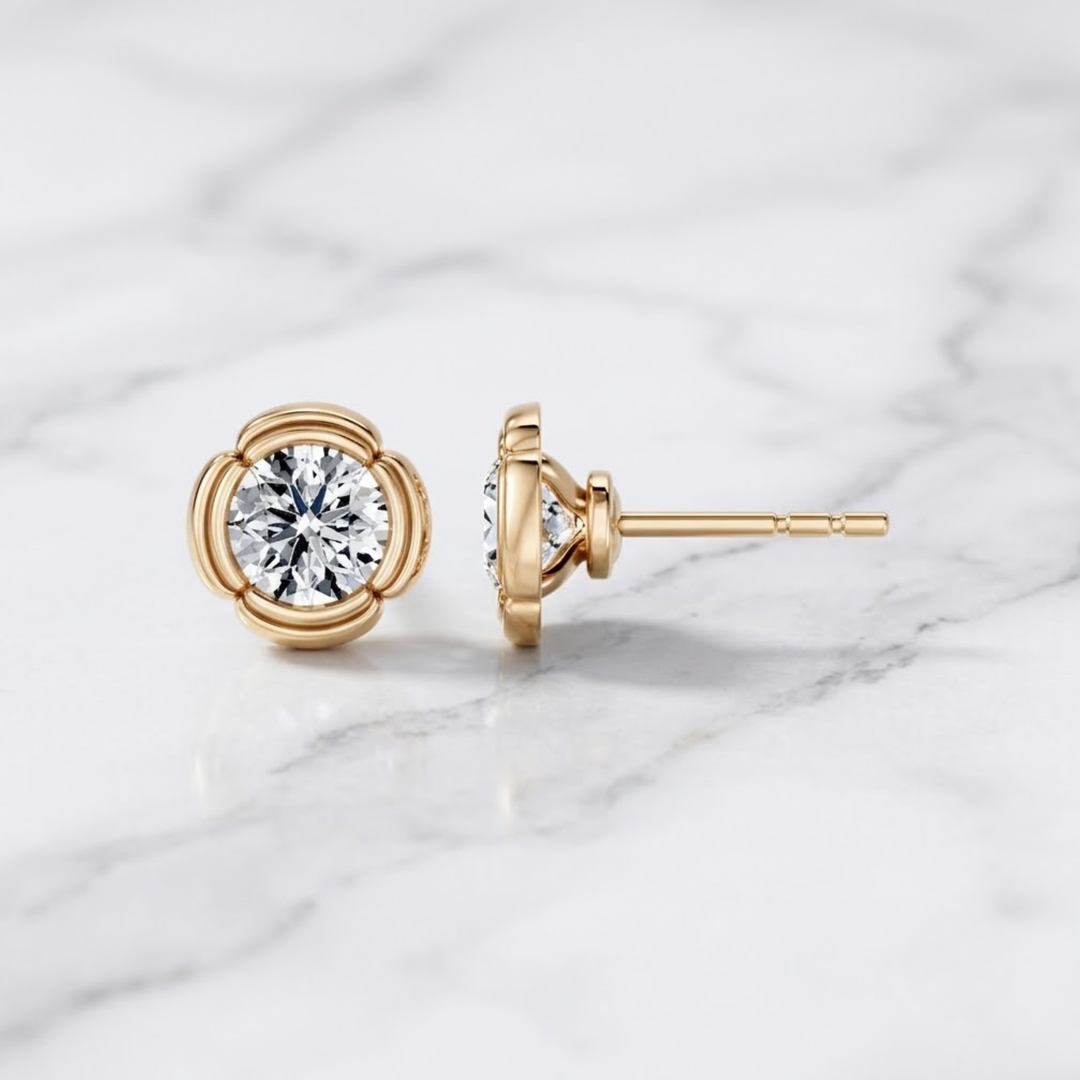 3 Carat Round Cut Lab Grown Diamond Stud Earring IGI Certified