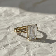 Emerald Cut Diamond Ring | 1.50 CT F+ VS+ | 9K, 14K, 18K Gold Options | Hidden Halo, Bridal, Proposal Jewelry