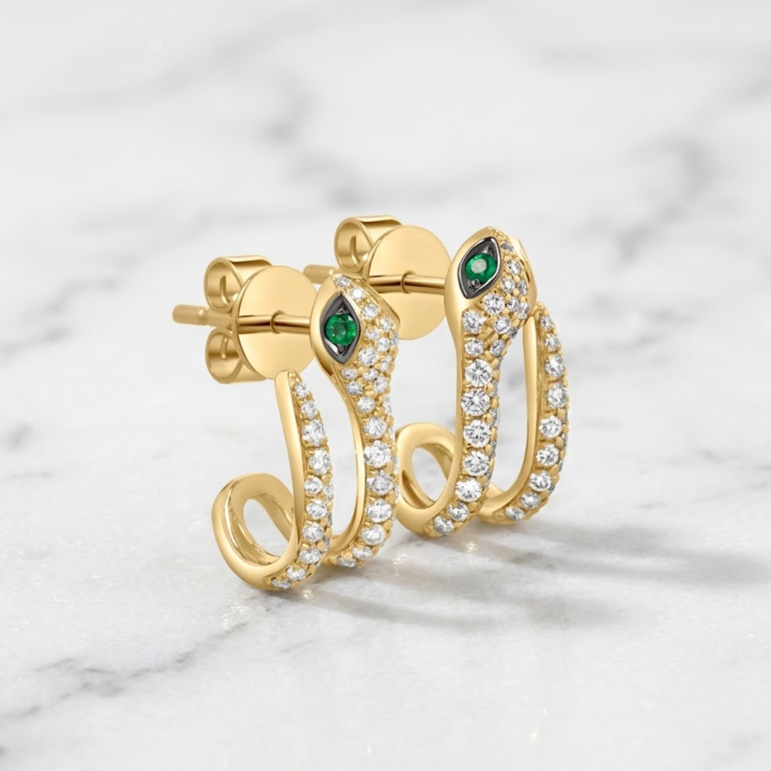 14K Solid Gold & Natural Diamond Narcissa Earrings