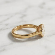 Oval Bezel Set Lab-Grown Diamond Engagement Ring in 9K, 14K, 18K White, Yellow, Rose Gold | Handmade Wedding Ring for Women