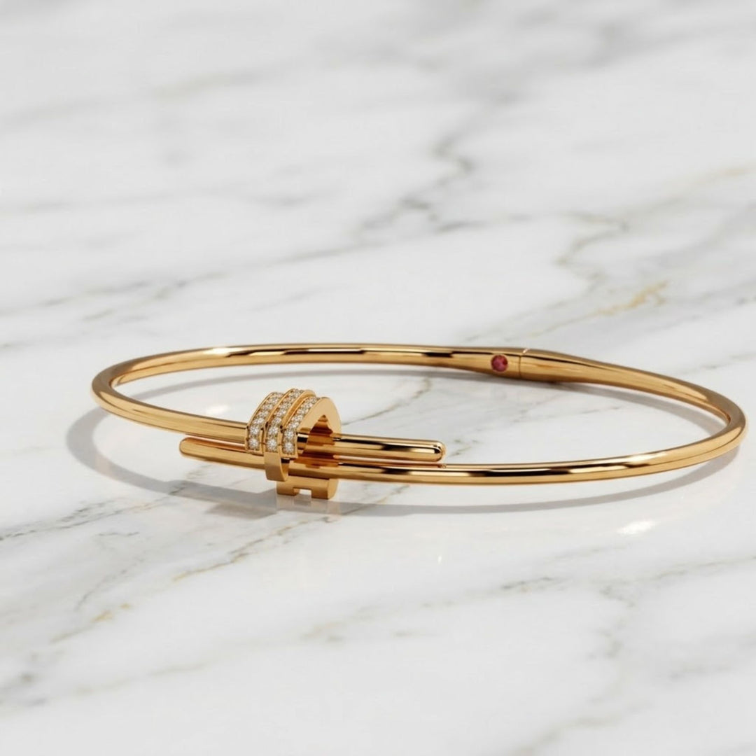 Natural Diamond and Ruby Bracelet, 14K Solid Gold Pavé Open Cuff, Sustainable Luxury Jewelry, Gift for Her, Modern Designer Bangle (Copy)