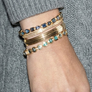 18K Solid Gold | Natural Green Zambian Emerald & Natural White Diamonds Bracelet | One of a Kind