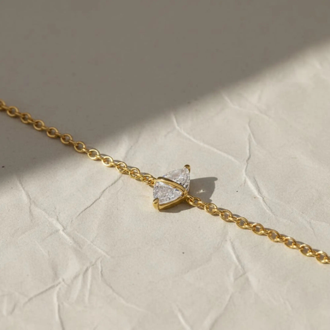 14k Gold Prong Diamond Bracelet, Lab Grown Trillion-Cut Solitaire, Dainty Gold Jewelry for Women, Wedding, Bridesmaid Gift Jwalin Jewels