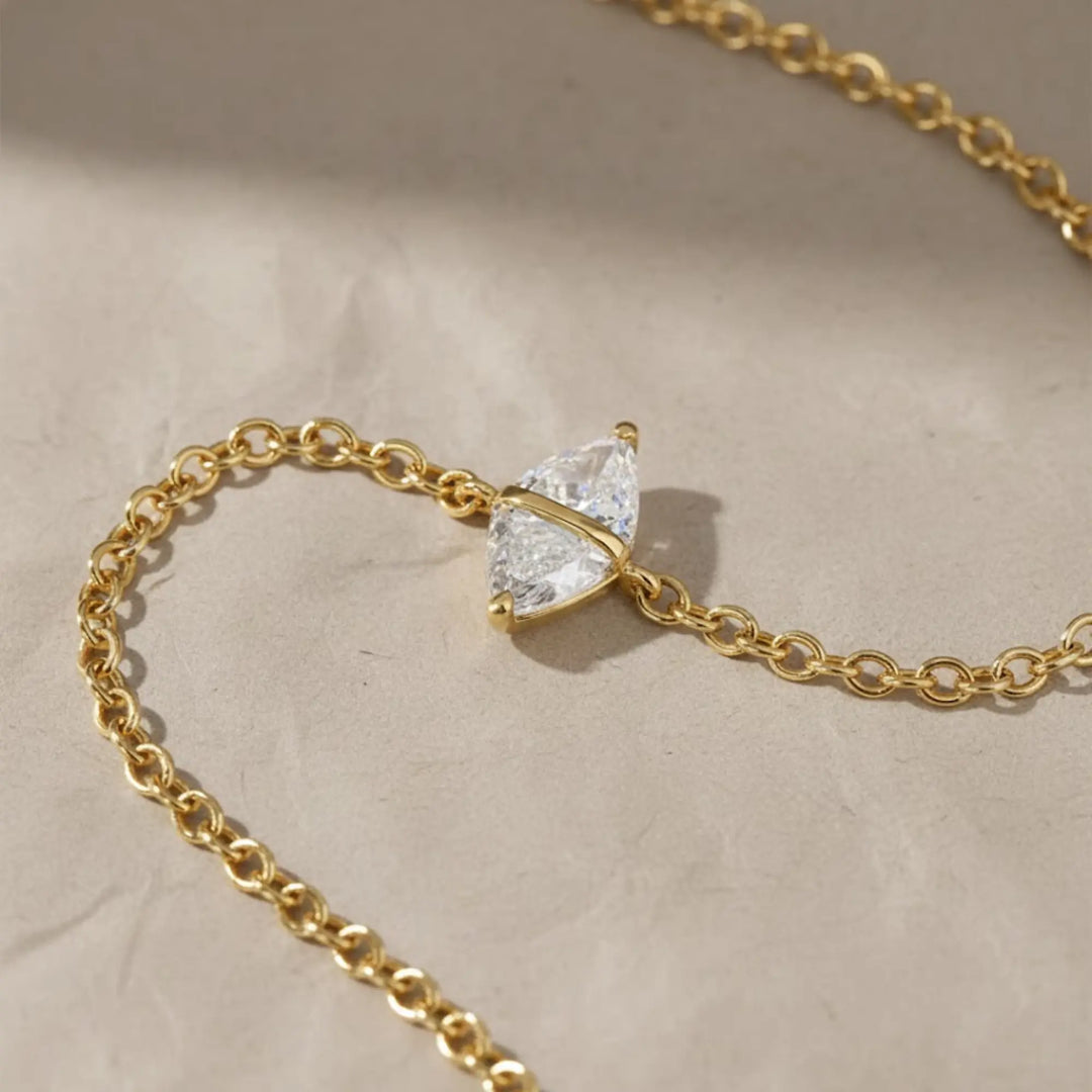 14k Gold Prong Diamond Bracelet, Lab Grown Trillion-Cut Solitaire, Dainty Gold Jewelry for Women, Wedding, Bridesmaid Gift Jwalin Jewels